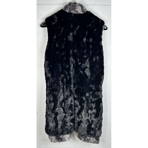 Pandemonium Mandarine‎ Faux Fur Reversible Gray & Black Vest Womens Small USA - Picture 5 of 8
